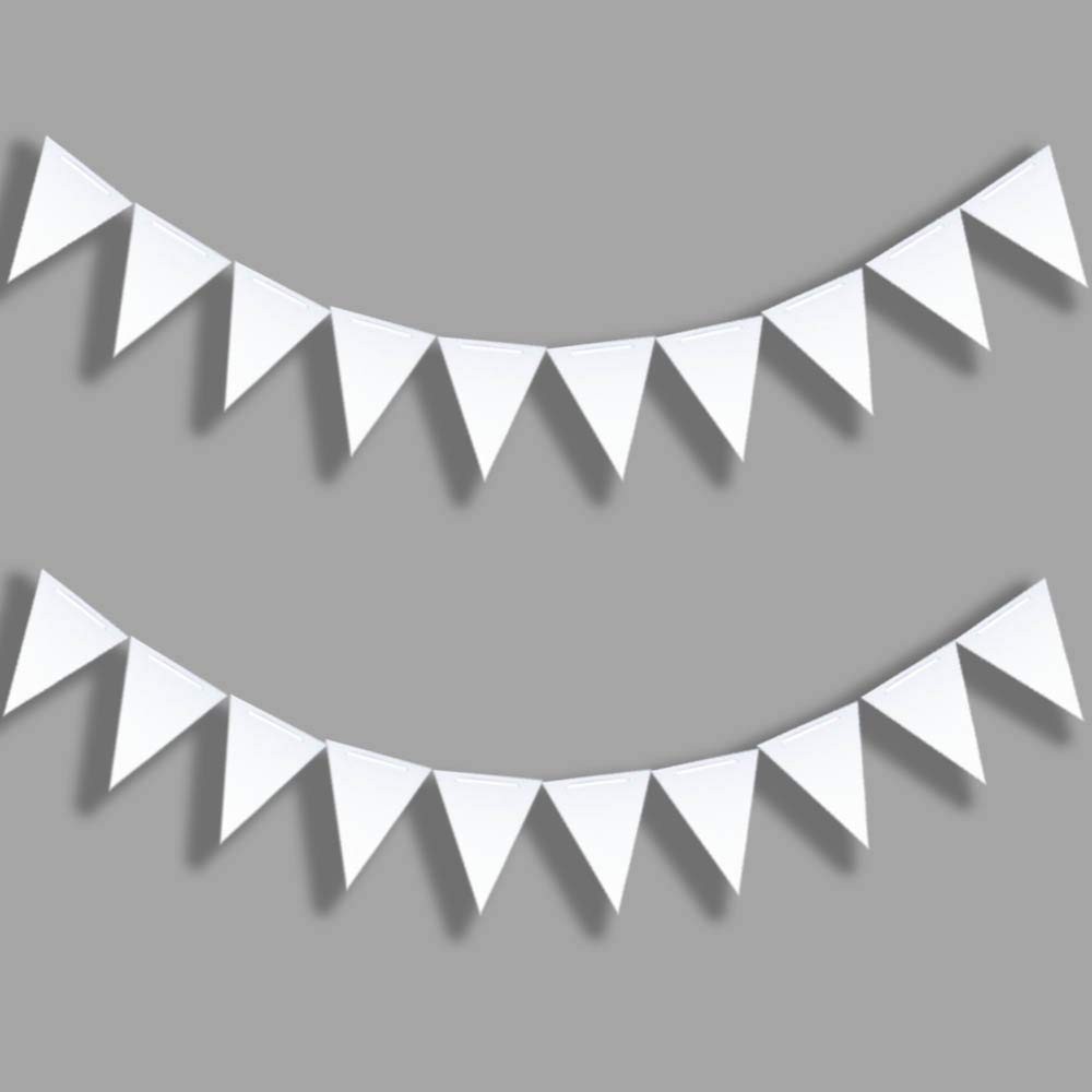 20 Feet White Triangle Flag Banner for Party Decorations – 30pcs Flags