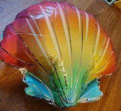 Sea shell Rainbow foil inflatable balloon 20.75 in party decoration 6 Pkgs/Shell