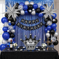 Navy Blue Birthday Decorations for Men with Black Metallic Silver Navy Blue
