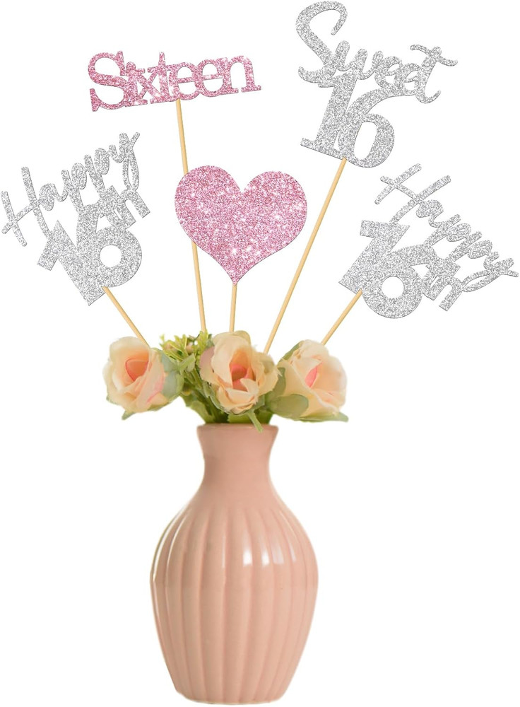 Sweet 16 Centerpiece Sticks – Sweet Sixteen Sign Table Decor Centerpieces – Happ