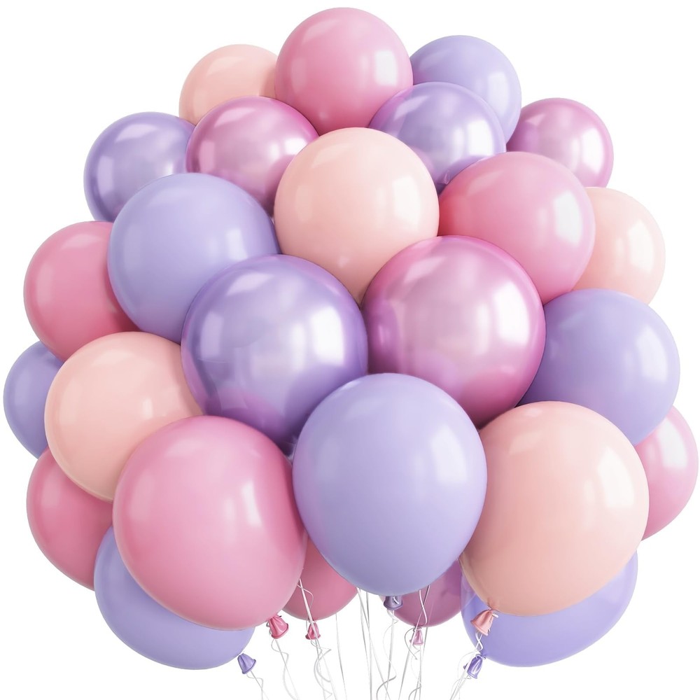 Pastel Pink and Purple Balloons, Princess Pearl Light Pink Purple Orange Late…