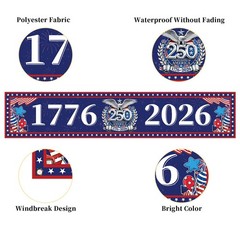 Large America 250th Anniversary Flag Banner for Fence 1776-2026 250 Years of …