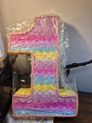 Mermaid Theme Number 1 Pinata Birthday Party Decorations Pastel NIB Easy Setup