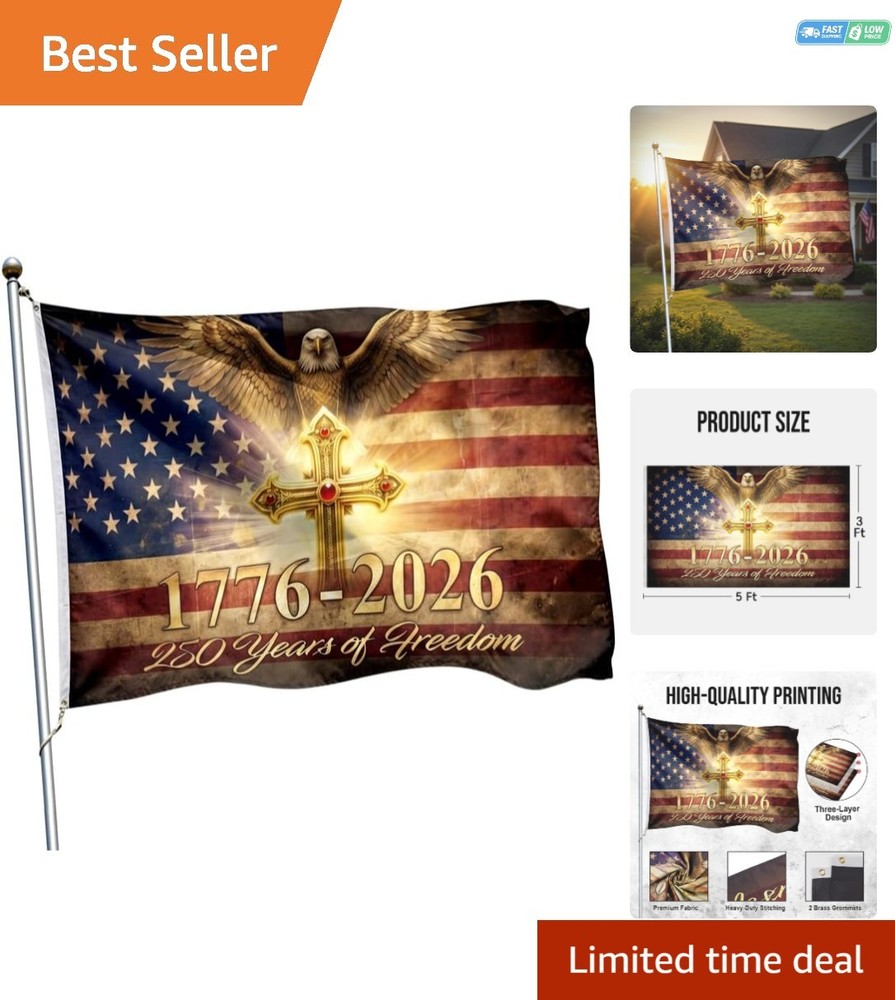 Double-Sided 250th Anniversary Eagle Flag – Classic 3×5 Ft Independence Decor