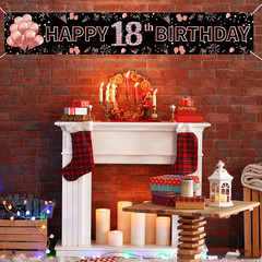 18th Birthday Decorations for Girls, Happy 18th Birthday Banner Rose Gold and Bl