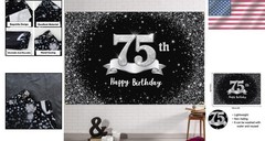 Stunning 6x4ft Happy 75th Birthday Banner with 20ft Ribbon – Perfect Gift