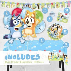 Bluey Disposable Birthday Tableware (Plates, Napkins, Tablecover, Balloons)