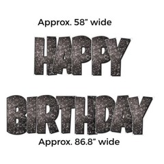 VictoryStore Black Sparkle EZ Happy Birthday Display, Black Glitter Decor 19867