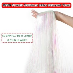 10000 Strands White Iridescent Christmas Tinsel Icicles Foil Fringe Decoration