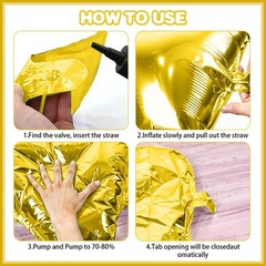 Metallic Gold Double Sided Square Foil Balloons Wall,19 Inches Chrome Foil Ba…