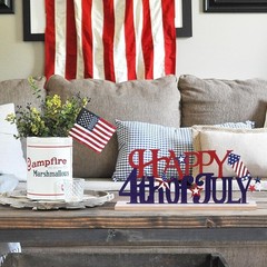 Independence Day Table Decorations – Metal and Wood Sign for Home Festivities