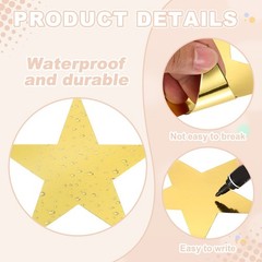 48 Pcs Stars Cutouts, 6 Inch Double Printed Paper Stars, Gold/Laser Silver