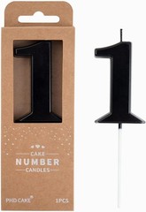 PHD CAKE 2.76 Inch Modern Black 1 Number Birthday Candles, 1,