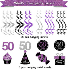 50Th Birthday Decorations for Women Purple Silver Black Women 50Th Birthday Part