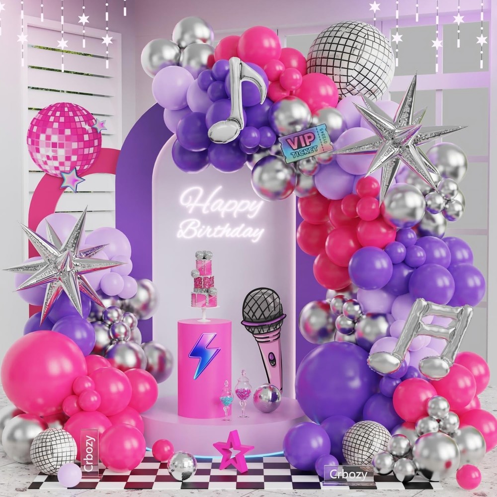 Music Hunter Balloon Arch Kit – 153Pcs Kpop Party Decorations with Disco Ball…