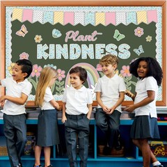 Plant Kindness Bulletin Board Set Spring Blue Floral Classroom Decor Cutouts