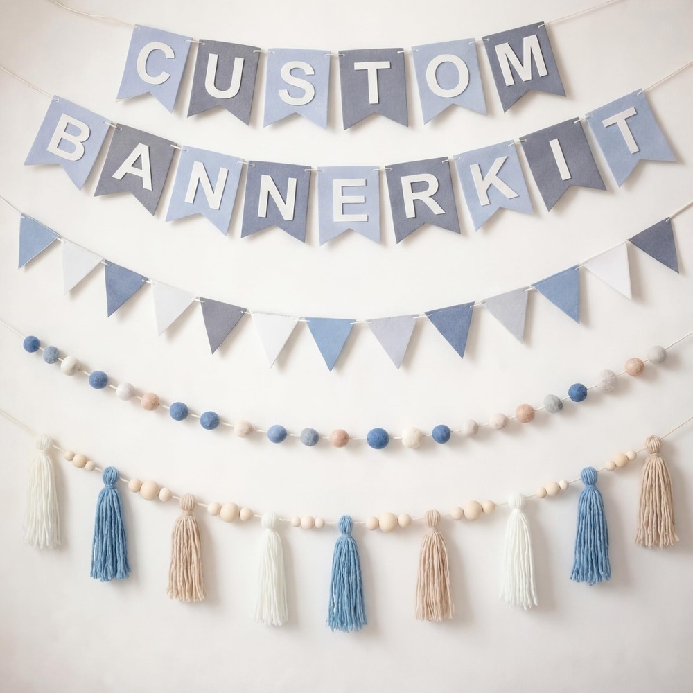 139 Pcs Felt DIY Custom Banner Kit Include 104 Letters 18 Swallowtail Flags 1…