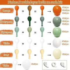 Dusty Green Orange White Balloon Garland, Double Burnt Orange Sage Green Ivor…