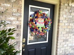 Festive Happy Birthday Party Cake Front Door Deco Mesh Wreath Gender Neutral