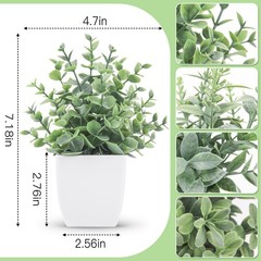 Der Rose 4 Pack Fake Plants Mini Artificial Greenery 7.18″H × 4.7″W, Grey