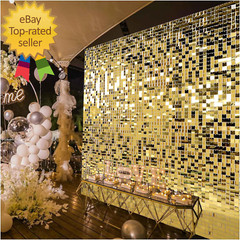 Square Light Gold Sequin Wall Panels Shimmer Wall Birthday Party Backdrop