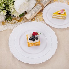 U-QE 100 Pieces White Plastic Plates – White Disposable Plates – Premium Hard…