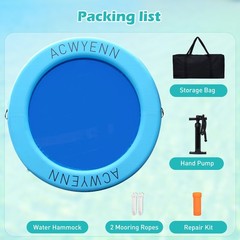 ACWYENN Inflatable Water Hammock Floats for Adults Round Floating Ring Hammoc…