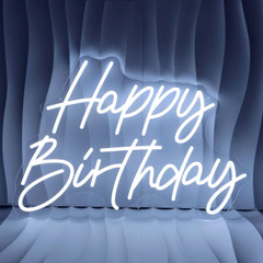 Large Happy Birthday Neon Sign – LED Light for Party Backdrop 21.65″x14.96
