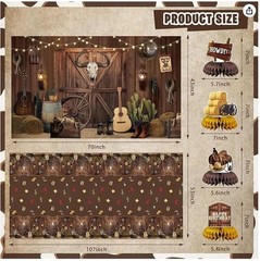 126 Pcs Wild West Cowboy Rodeo Bday Party Decor Supplies ~ Backdrop & Lots More!