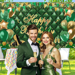 Green Happy Birthday Banner Gold Green Bokeh Balloons Happy Birthday Photography