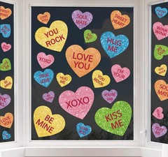 JarThenaAMCS Valentine’s Day Window Clings – 7.8 x 11.8 inch, Colorful