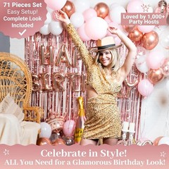 Stunning 71-Piece Rose Gold Birthday Decoration Set for Elegant Celebrations
