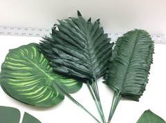 90 Pieces 6 Kinds Artificial Tropical Palm Leaves Decorations Jungle Beach Party