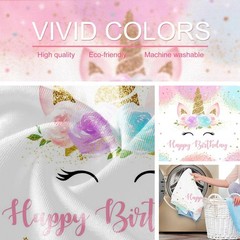 Mocsicka 7x5ft Unicorn Birthday Backdrop Girls Party Decoration Photo Booth Prop