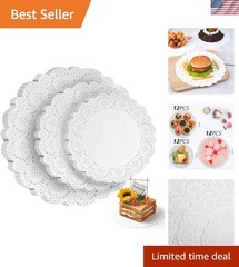 Paper Doilies, 36 Pack 12 Each 6.5”, 8.5”, 10.5” – Round Lace Paper Placemats…