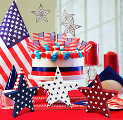 3 Patriotic Stars Wooden Table Decorations Centerpiece Block Red White & Blue St