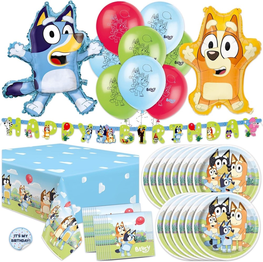 Bluey Disposable Birthday Tableware (Plates, Napkins, Tablecover, Balloons)