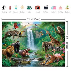 Jungle Forest Animals Backdrop Tropical Rainforest Safari Background Party Decor