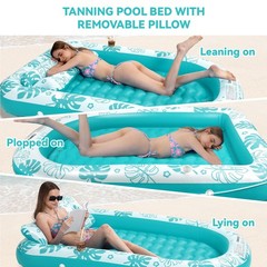Inflatable Tanning Pool Lounger Float with Cervical Pillow – Pool Floats Adul…