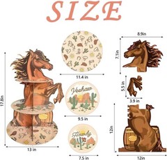 Western Horse Theme Cupcake Stand Cowboy Birthday Party Decorations 3 Tiered …