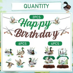Duck Hunting Birthday Party Decorations – 18PCS One Lucky Duck Birthday Decor…