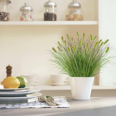 Betylifoy 10 Bundles Artificial Grass Plants Outdoor Fake Shrubs 10PCS, Green