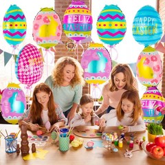 20PCS Easter Egg Foil Balloons Happy Easter Party Decor Mylar Balloons Set