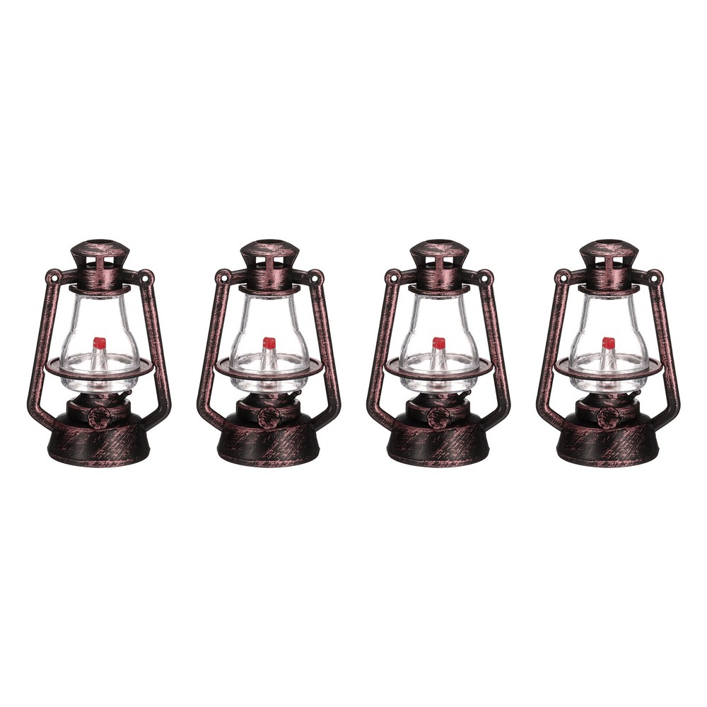 Dollhouse Micro Lantern, 2.76″ Height, Plastic Mini Kerosene Lamp Copper, 4pcs