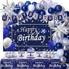 Navy Blue Birthday Decorations for Men Boys Women Girls, 80 PCS Blue and