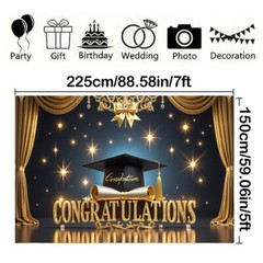 Polyester Graduation Banner for School Celebrations & Events Decorative Backdrop