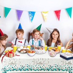 Happy Birthday Tablecloths Teal Birthday Decoration Plastic Disposable Rectan…