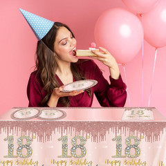 41Pcs 18Th Birthday Decorations for Girls Her,Awesome since 2008 Birthday Tablew