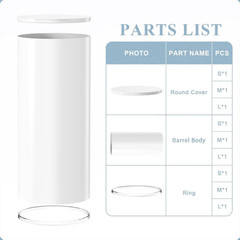 3x Cylinder Plinth Pillars Dessert Pedestals Cake Stand Multipurpose Banquet
