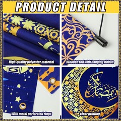 3 Pcs Ramadan Mubarak Door Decorations Eid Mubarak Lights Banner with 6 LED L…